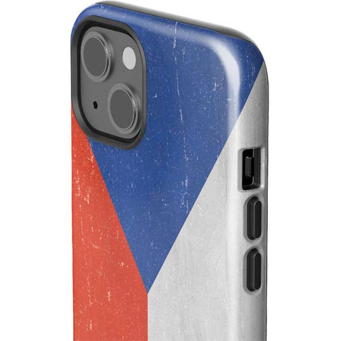 Czech Republic Flag Distressed iPhone 14 Plus Impact Case